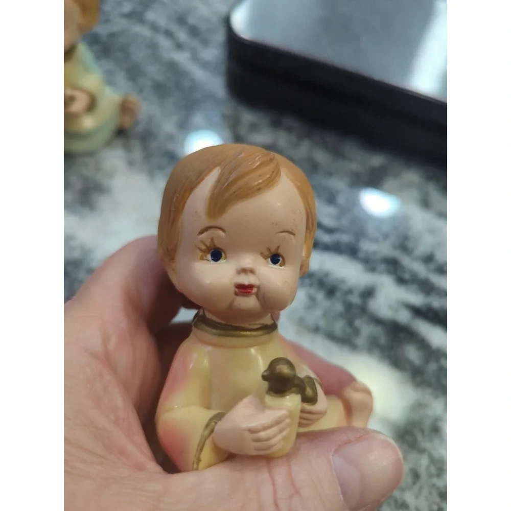 Vintage Collectible Wilton Cake Decor Topper Baby Boy Baby Girl Child Twins 1972